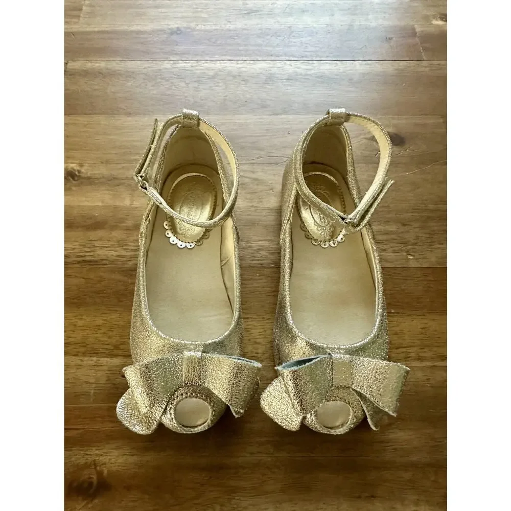 Joyfolie Gold Metallic Lyra Mary Jane Bow Dress Shoes Flats Headband Preppy 12